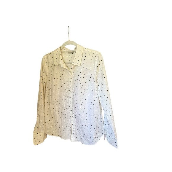 Halogen White Polka Dot Button Down Shirt - Picture 2 of 5
